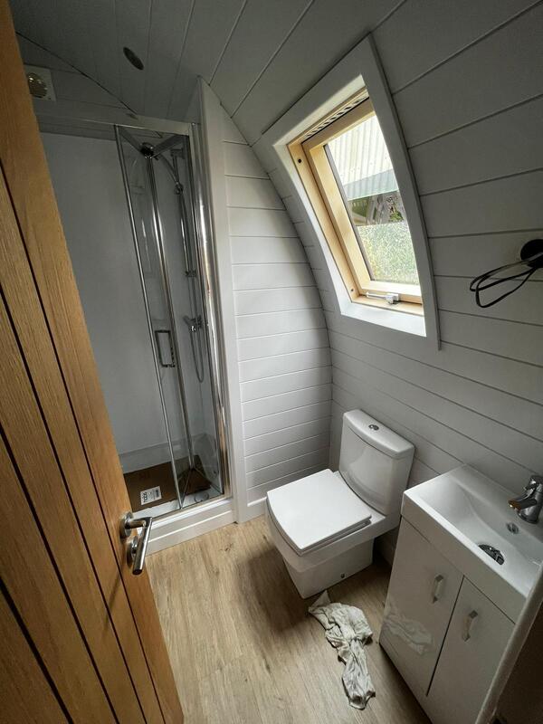 Camping pod with toilet shower